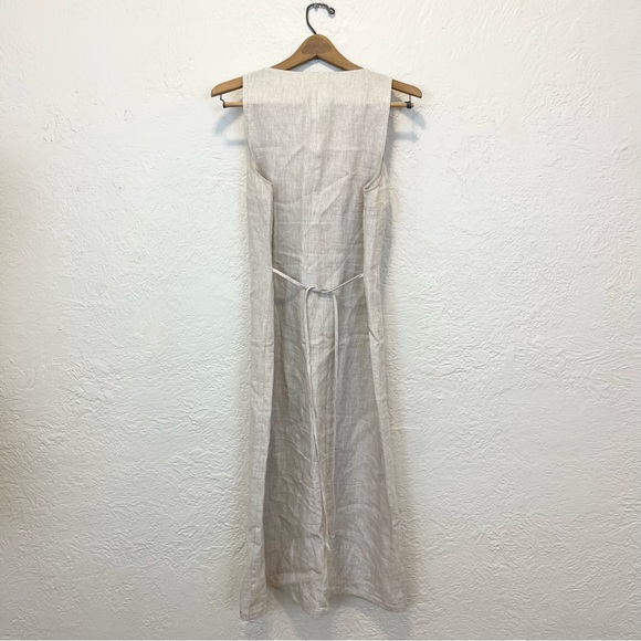 Reformation Grover Linen Dress Beige Oatmeal Midi Maxi Button Front fits XL 12 - Picture 7 of 15